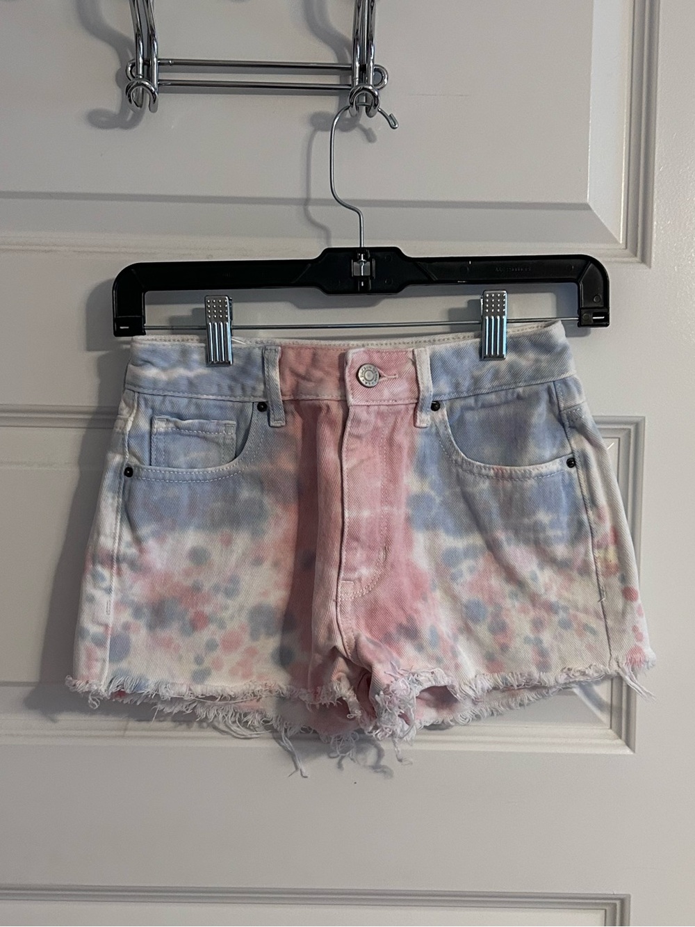 PacSun Pastel Tie-Dye Denim Shorts - Pink & Blue